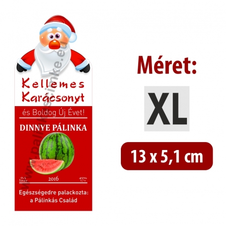 Dinnye karácsonyi pálinka címke - "Santa"