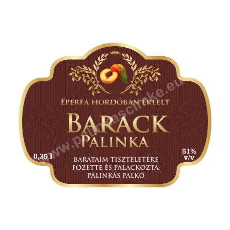 Barack pálinka címke - "Superb"